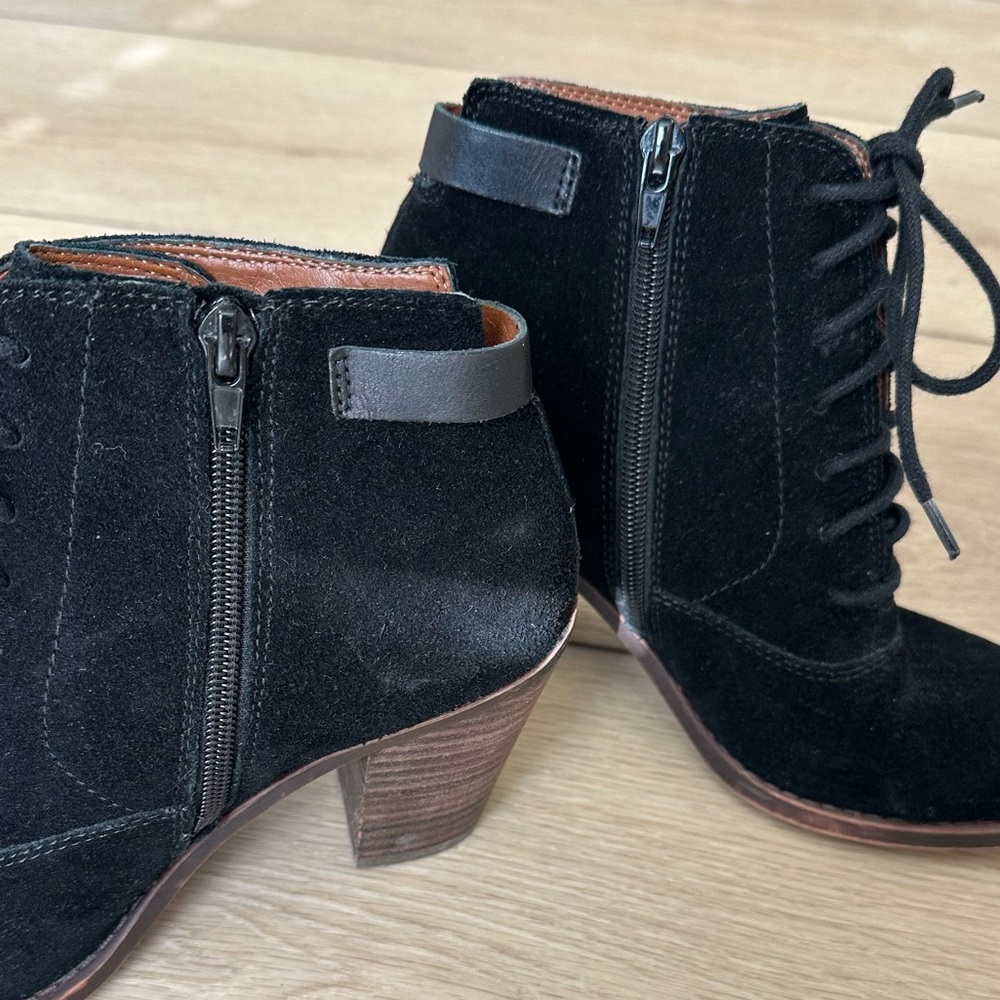 Lucky Brand Suede Booties Black Women’s Size 7.5 - Picture 3 of 4